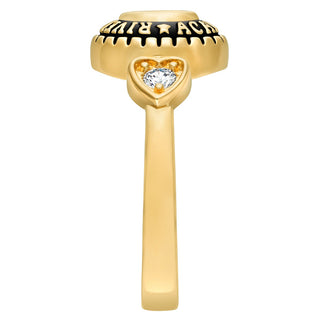 Ladies 18K Gold over Sterling Traditional Oval Stone & CZ Heart Class Ring