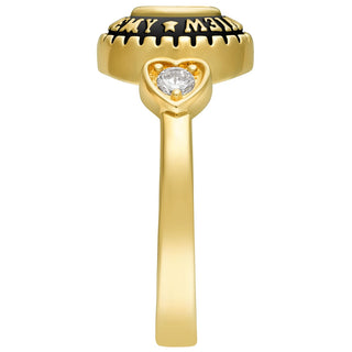 Ladies 18K Gold over Sterling Traditional Oval Stone & CZ Heart Class Ring