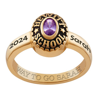Ladies 14K Gold Plated Traditional Oval Stone Class