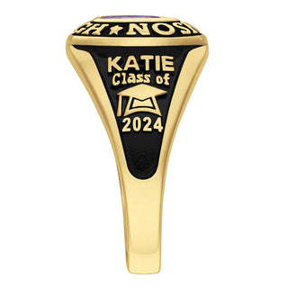 Ladies 18K Gold Over Sterling Traditional Petite Oval Birthstone Class Ring