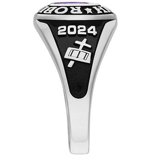 Ladies Sterling Silver Traditional Petite Oval Birthstone Class Ring
