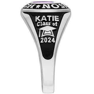 Ladies Sterling Silver Traditional Petite Oval Birthstone Class Ring