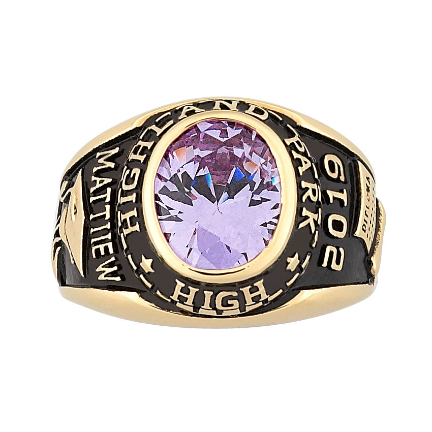 10K Yellow Gold Men's Traditional Oval Stone Class Ring – Limoges