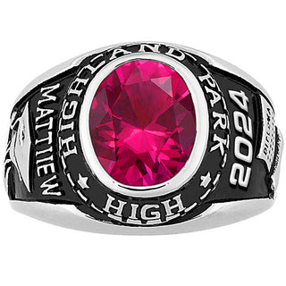 Men's Platinum Celebrium Traditional Oval Stone Class Ring