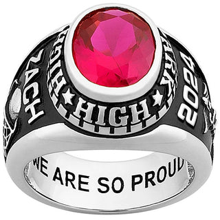 Men's Silver Traditional Oval Stone Class Ring