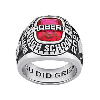 Men's Sterling Silver Personalized-Top Traditional Class Ring
