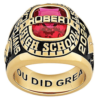 Men's Yellow CELEBRIUM Personalized-Top Traditional Class Ring