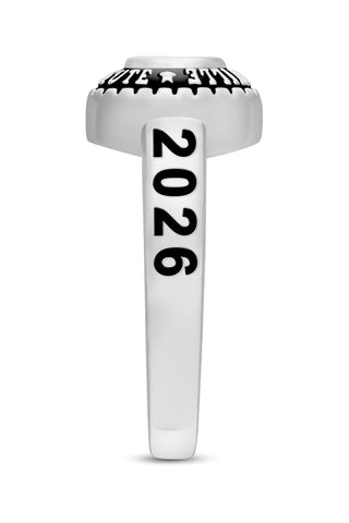 Ladies Sterling Silver Traditional Oval Stone Class Ring