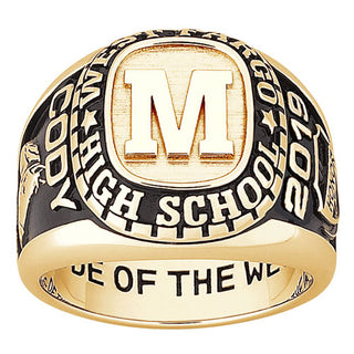 Men's 18K Gold over Sterling Initial Traditional Class Ring