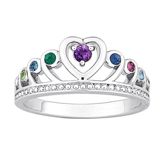 Sterling Silver Mother's Birthstone Crown Ring