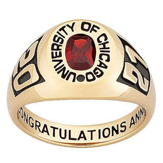 18K Gold over Sterling Embossed Ladies' Traditional Class Ring