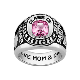 Sterling Silver Double Row Traditional Men's Class Ring