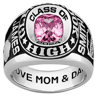 Men's Silver Double Row Traditional Class Ring