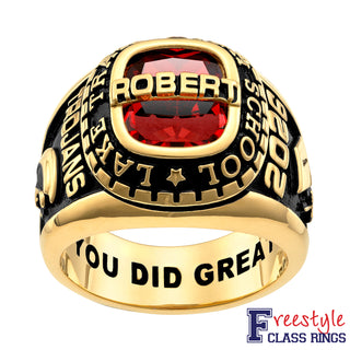 Men's Yellow CELEBRIUM Personalized-Top Traditional Class Ring