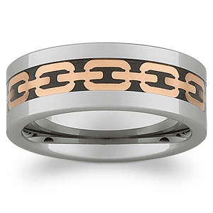 Men's Tungsten & Rose Gold Stainless Steel Chain Band