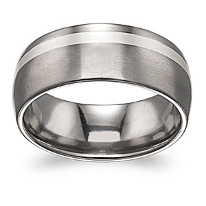 Two-Tone Titanium and Sterling Silver Inlay Band - 8mm
