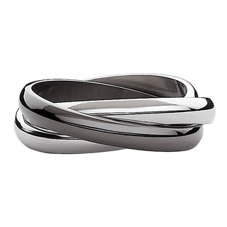 Black & White Stainless Steel 3 Band Ring