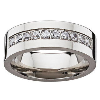 Titanium & CZ Channel Band Ring