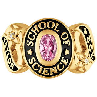 Ladies Yellow Celebrium? Sweetheart Class Ring with Diamond Accents