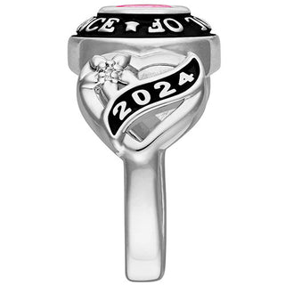 10K White Gold Ladies Sweetheart Birthstone Class Ring