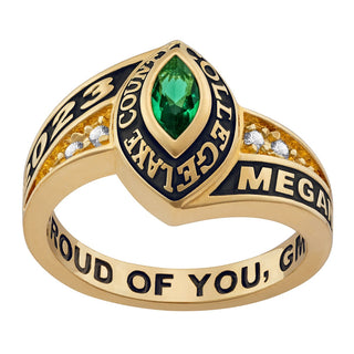 Women's Yellow CELEBRIUM Marquise Birthstone and CZ Class Ring