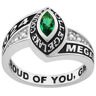 Womens Marquise Birthstone and CZ Class Ring