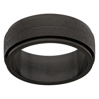 Stainless Steel Black Frosted Spinner Band Ring