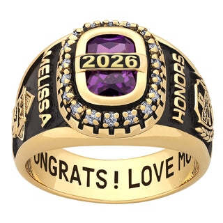 Ladies Yellow CELEBRIUM CZ Encrusted Personalized Year Class Ring