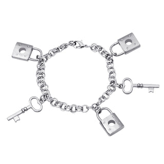 Silvertone Lock & Key Charm Bracelet