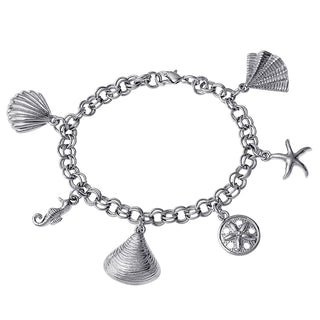 Silvertone Seashore Charm Bracelet