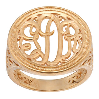 14K Gold over Sterling  Vintage Monogram Ring