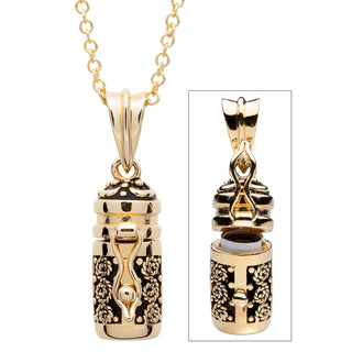 14K Gold Plated Prayer Keeper Antiqued Capsule Pendant