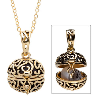 14K Gold Plated Prayer Keeper Antiqued Ball Pendant