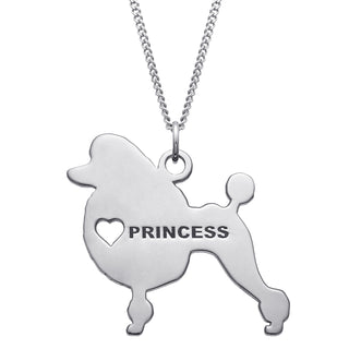 Sterling Silver Engravable Poodle Dog Necklace