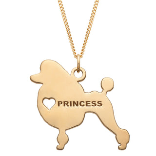 14K Gold over Sterling Engravable Poodle Dog Necklace