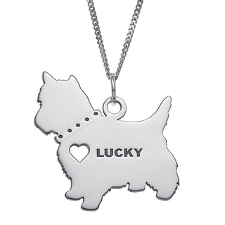 Sterling Silver Engravable Yorkie Dog Necklace
