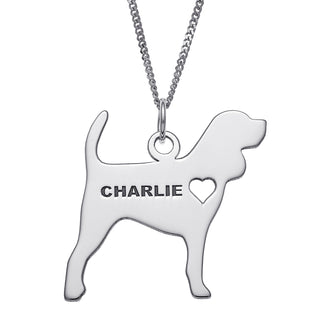 Sterling Silver Engravable Beagle Dog Necklace