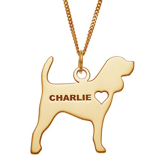 14K Gold over Sterling Engravable Beagle Dog Necklace