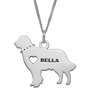 Sterling Silver Engravable Golden Retriever Dog Necklace