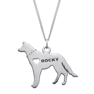 Sterling Silver Engravable German Shepherd Dog Necklace