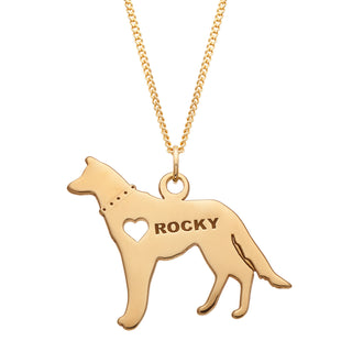 14K Gold over Sterling Engravable German Shepherd Dog Necklace