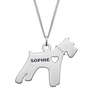Sterling Silver Engravable Schnauzer Dog Necklace