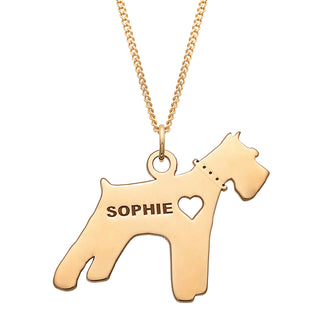 14K Gold over Sterling Engravable Schnauzer Dog Necklace