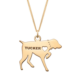 14K Gold over Sterling Engravable Pointer Dog Necklace