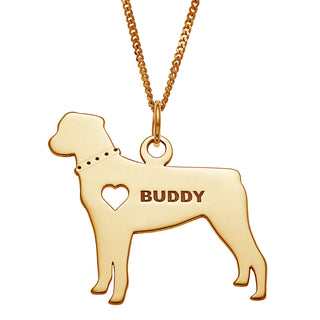 14K Gold over Sterling Engravable Rottweiler Dog Necklace