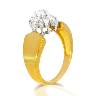 18K Gold over Sterling Genuine 1/4 Carat Diamond Cluster Ring