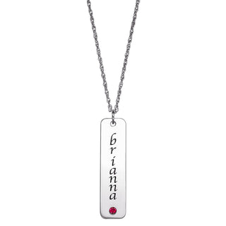 SET FOR LIFE Sterling Silver Bar Name Birthstone Necklace