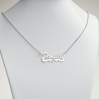 Sterling Silver Open Heart Script Name Necklace