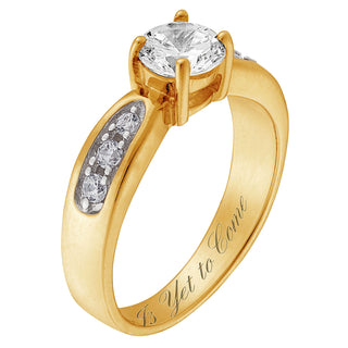 18K Gold over Sterling Engraved Brilliant CZ Promise & Engagement Ring