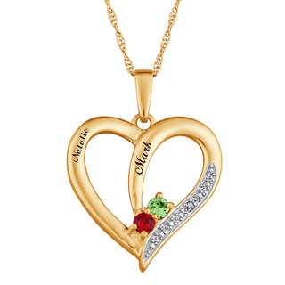 14K Gold over Sterling Name and Birthstone Heart Necklace